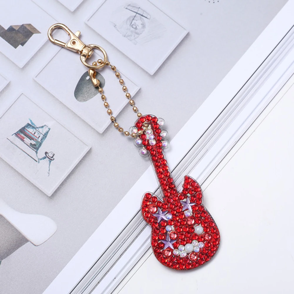 5 шт. DIY многообразный Алмазный брелок для ключей Подвеска гитары ключ с