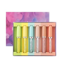 set of 6 lip oil transparent lip gloss set box female moisturizing lip glaze mirror toot glass lip gloss free shipping