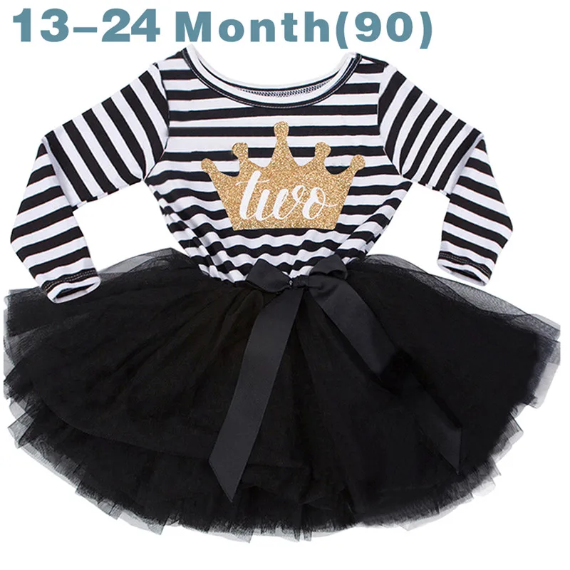 Black 2 year Платья для дня рождения «Моя принцесса» для малышей, крестильное платье с длинными рукавами, платье для маленьких девочек одежда для маленьких девочек 12 месяцев - Цвет: Black 2 year