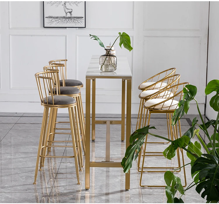 H1 скандинавский барный стол и стул комбинированный кованый золотой высокий для