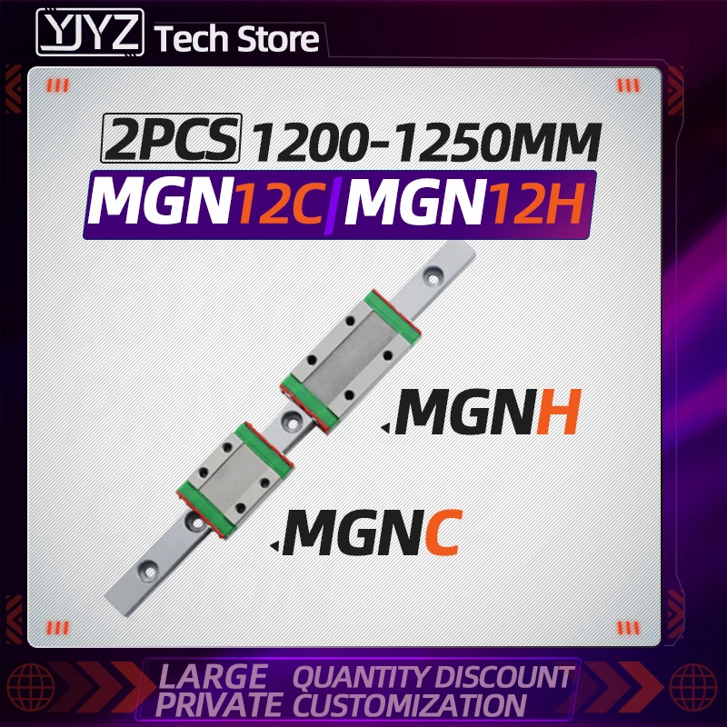 

Slide rail MGN12 12mm Linear Guide 1200mm 1250mm MGN Miniature Linear Rail + 2PC MGN12C/MGN12H Linear Carriage CNC 3D Printer