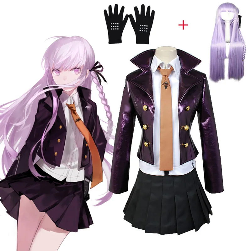 

Женский костюм для косплея Danganronpa Kyoko Kirigiri, костюмы на Хэллоуин, фиолетовый костюм и парики, косплей данганронпа
