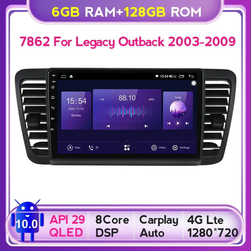 

Mekede 4GLTE QLED 1280*720 6 ГБ + 128 ГБ Android 10 автомобильная стереосистема GPS Мультимедиа для Subaru Outback 3 Legacy 4 2003 - 2009