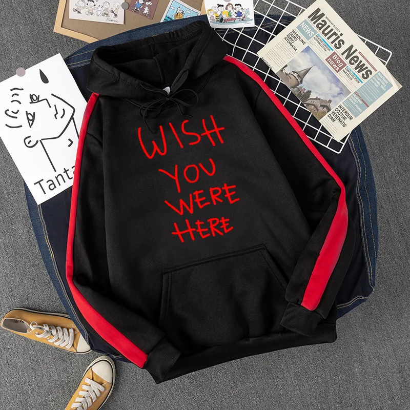 

WISH YOU WERE HERE Hoodies Cartoon Fashion Mens Hoody Hip Hop Harajuku Male Hooded Japan Anime Cool Streetwear Oversized hoodie