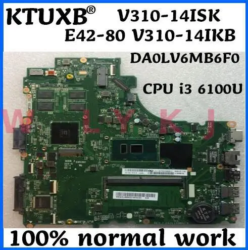 DA0LV6MB6F0 материнская плата для ноутбука Lenovo V310 14ISK V510 15IKB 14IKB ноутбук Процессор i3 6100U