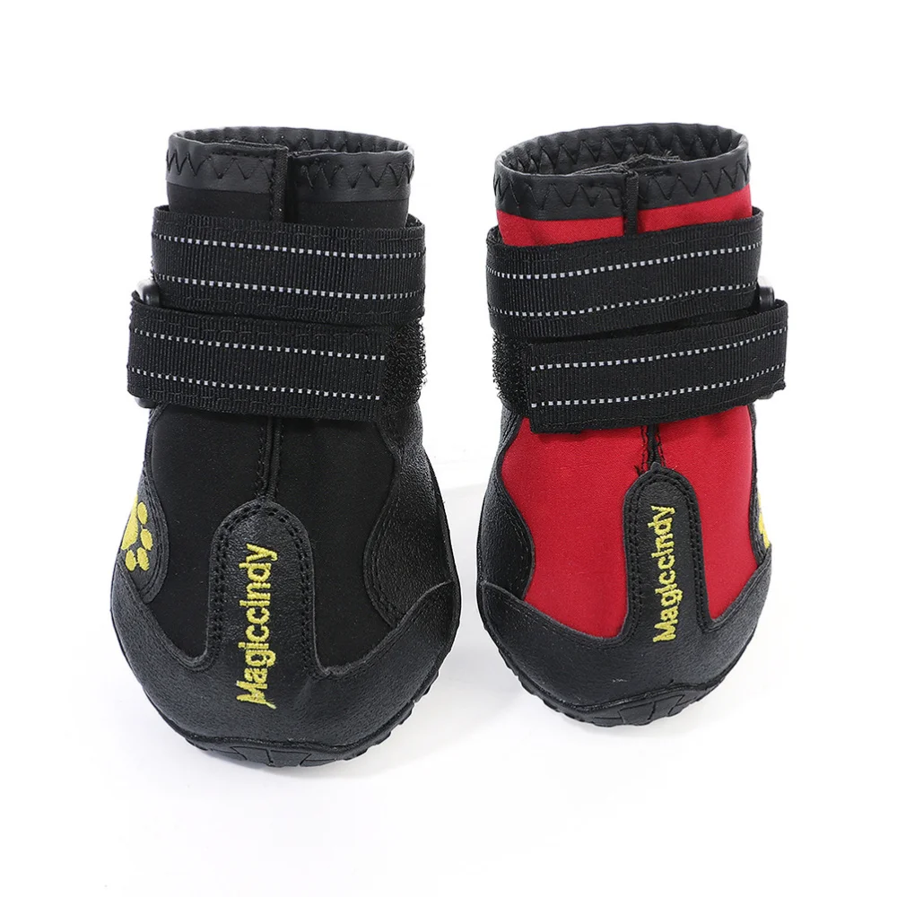 

4pcs Winter Pet Dog Puppy Casual Anti-Slip Snow Boots Warm Dog Shoes Size 6 (Black)