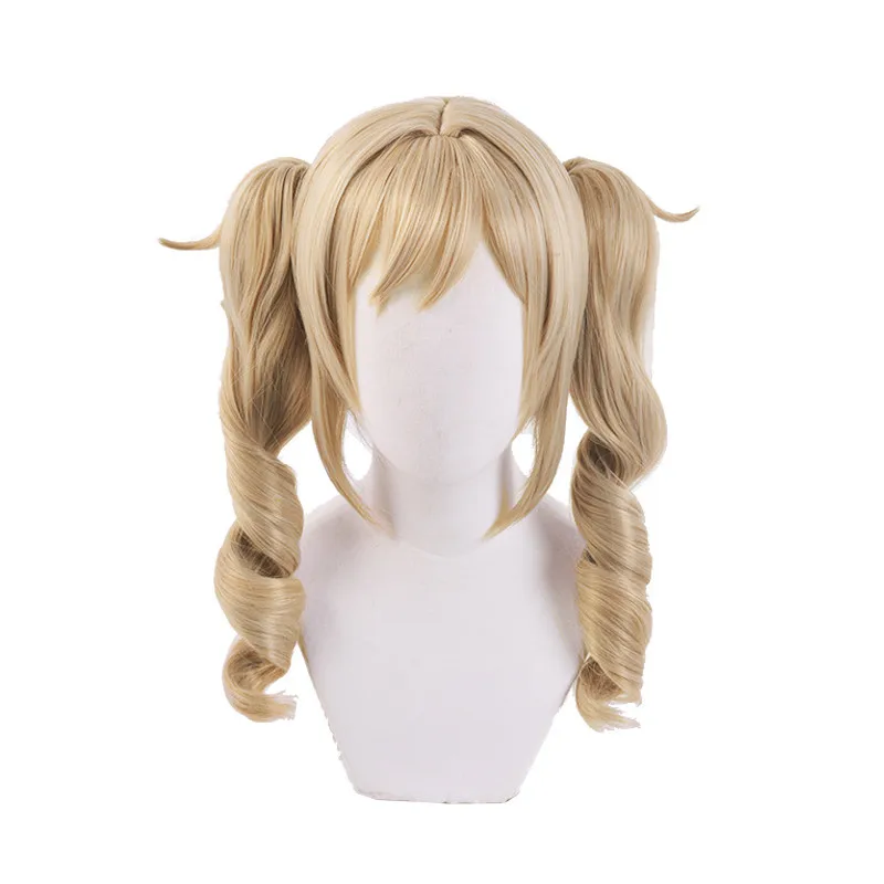 

Game Genshin Impact Barbara Cosplay Wig Curly Yellow Ponytail Role Play Heat Resistant Synthetic Hair Halloween Carnival