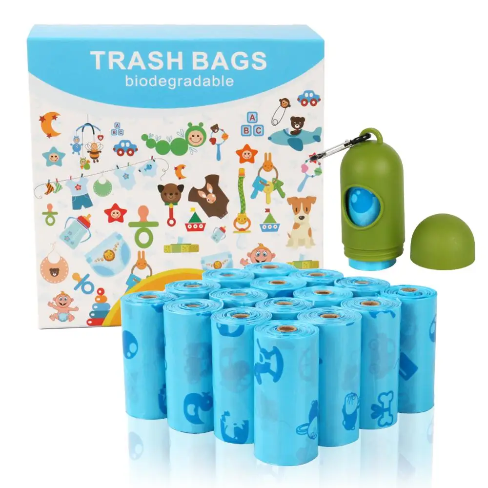 Pet Trash bag, Dog Poop Bags, Dog Waste Bags,Poo Waste Garbage Bag,Biodegradable Unscented Refill Rolls,,Includes Dispenser