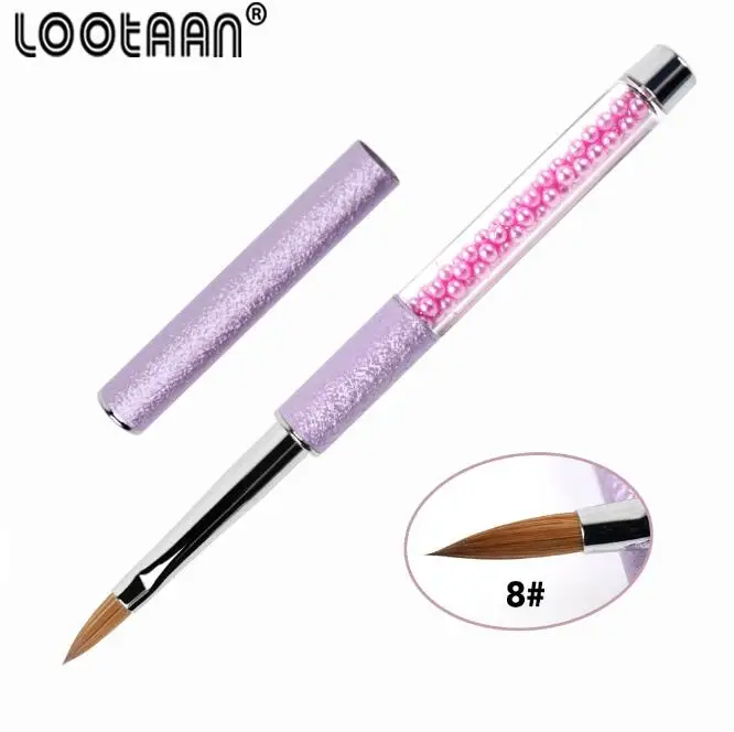 size 8 Lootaan1PC акриловая кисть для ногтей 10# овальная кусторезная кисть для дизайна ногтей колинская фиолетовая жемчужина для рисования ногтей - Цвет: size 8