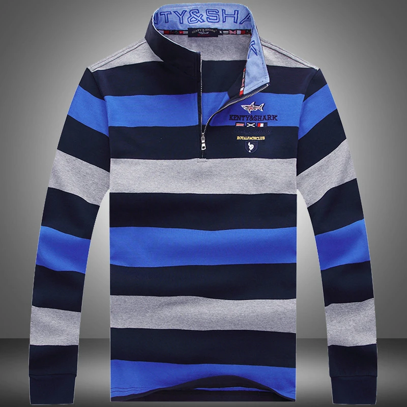 

High Quality 2020 New Cotton Autumn Fashion Casual Long Sleeve Sweatshirt Mens Solid Lapel Polo Shirts Shark Brand Male Clothing