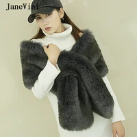 janevini new fashion dark gray women shawls and wraps wedding jackets 2020 faux fur bolero bridal cape winter warm shrugs stoles