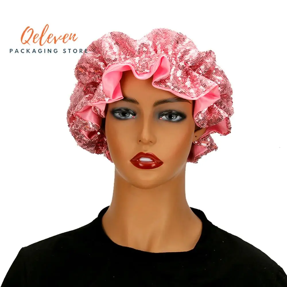 Мама/Дети 2 слоя блесток ткань Череп Шапочки шапка волос блестящая фольга капот