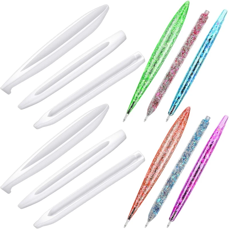 

6 Pcs Silicone Pen Molds Resin Mold Pen Casting Mold Ballpoint Epoxy Casting Mold for DIY Pen Candle Crafts Making