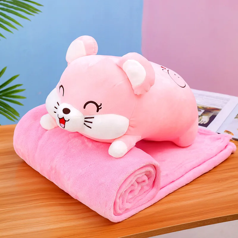 

60cm Cute Hamster Toys Plush Animal Dolls Pillows Soft Hamster Pig Toys With Blanket Pillows Christmas New Year Gifts For Kids