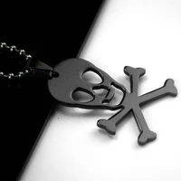 free shipping 1pcs anime charming pendant black necklaces titanium steel pendants jewelry skull marvel super hero free chain