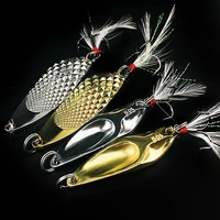 4pcs 6 4cm7 5cm artificial fishing baits metal hard leech sequins bass fishing lure silver golden with feather