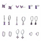 CANNER, фиолетовый цвет, Искусственный Аметист, Стерлинговое Серебро 925 пробы, новые модные легкие Роскошные серьги, набор