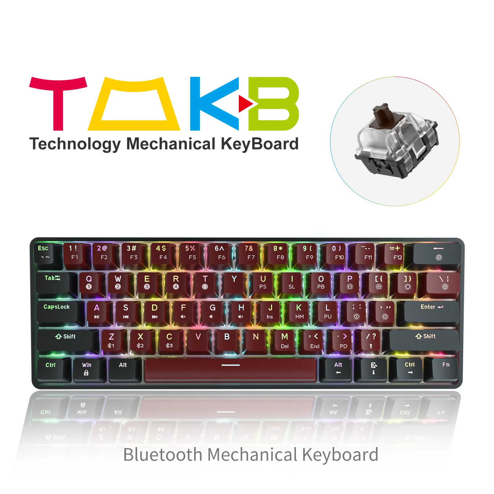 Механическая мини-клавиатура TMKB GK61 Bluetooth Беспроводная игровая клавиатура со