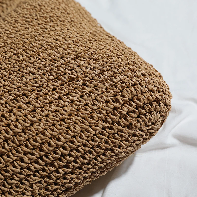 

Summer Straw Large Bags for Women Crochet Women`s Tote Handbag Woven Ladies Shoulder Bag Handmade Bradied Beach Vacation 2021