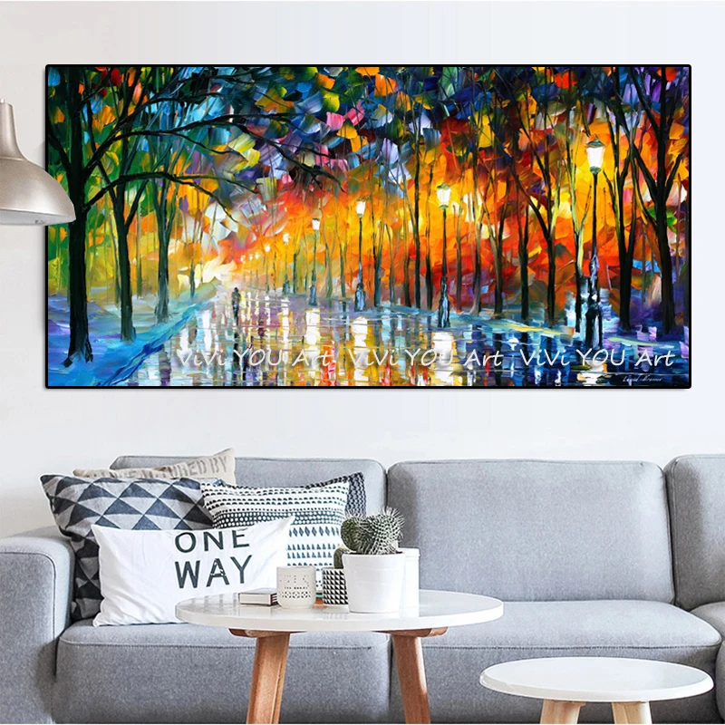 Canvas Painting Landscape painting Walling In Rain Light Road Oil Cuadros Wall Art Pictures for Living Room Home Decor | Дом и сад