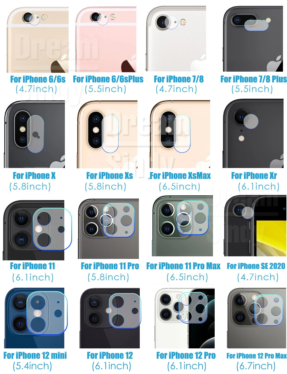 

Camera Protective Glass For iphone 11 Pro XS Max X XR 12 Back Cover Screen Protector For IPhone SE 2020 7 8 PLus 6s 6 Lens Glass