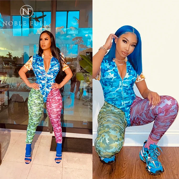 Новый сексуальный Камуфляжный комплект из двух предметов спортивный костюм
