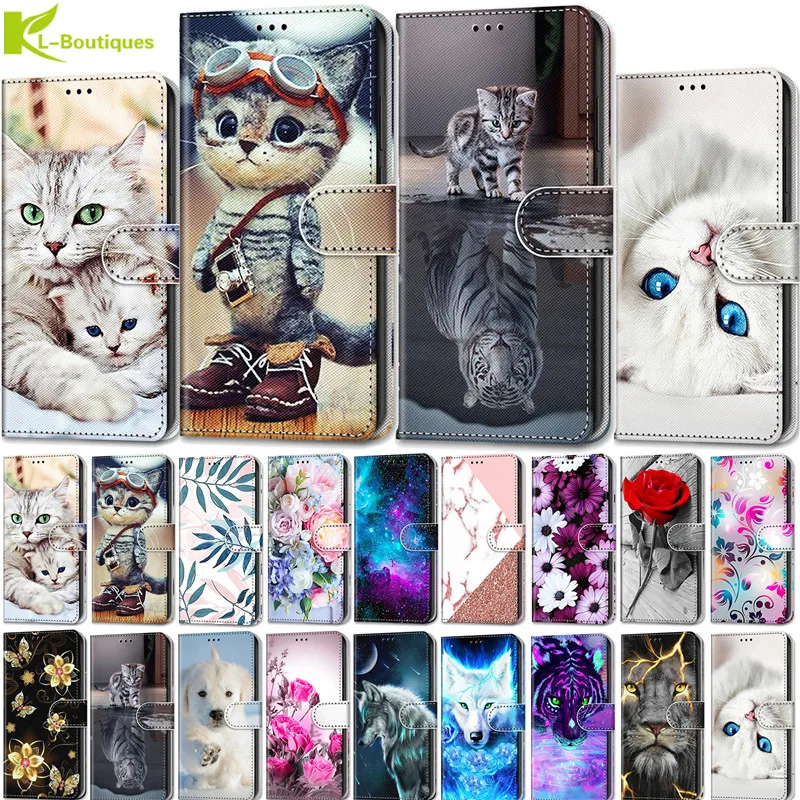 A72 Case SM-A726B/DS Coque for Samsung Galaxy a72 A 72 Cover Cartoon Animal Painted Cases SamsungA72 GalaxyA72 Flip Leather Capa