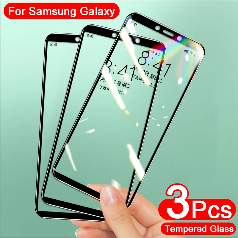 3Pcs Tempered Glass For Samsung Galaxy A7 2017 A8 A3 A5 A6 Plus A750 2018 Screen Protector Samsung J5 J7 J3 Pro J6 J8 2018 Glass