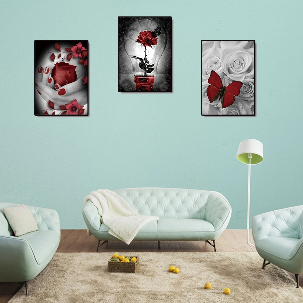 30*40 No Frame Diamond Painting Red Rose Pattern Full Round Cross Stitch DIY Games Wall Decor | Дом и сад