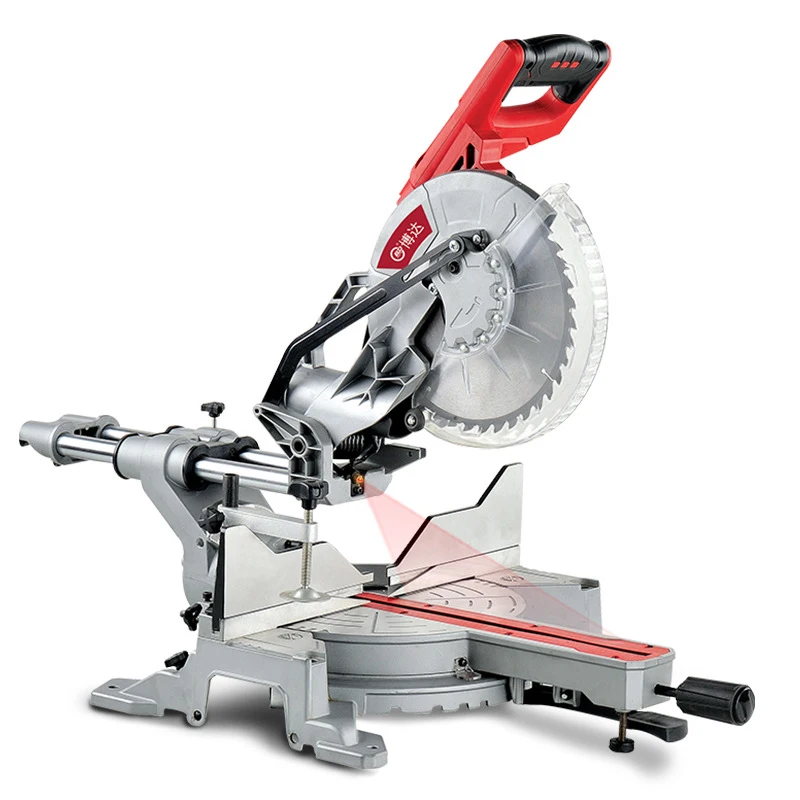 

220V High Power Miter Saw 10 Inches Multifunction Push Rod Wood Cutting Machine Laser Positioning Electrical Tools Trolley Saw
