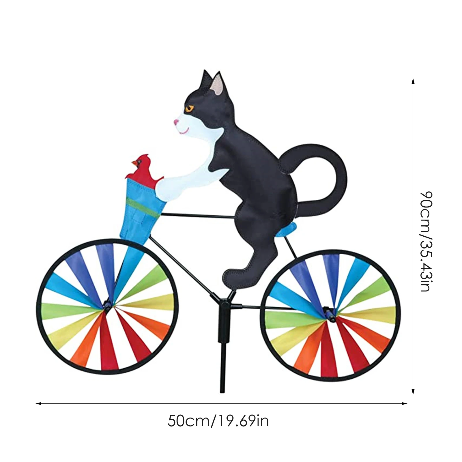

Lovely 3D Handmade Wind Spinner Cartoon Cat Biking Art Decoration Garden Lawn Party Camping Animal Windmill Kids Educational Toy