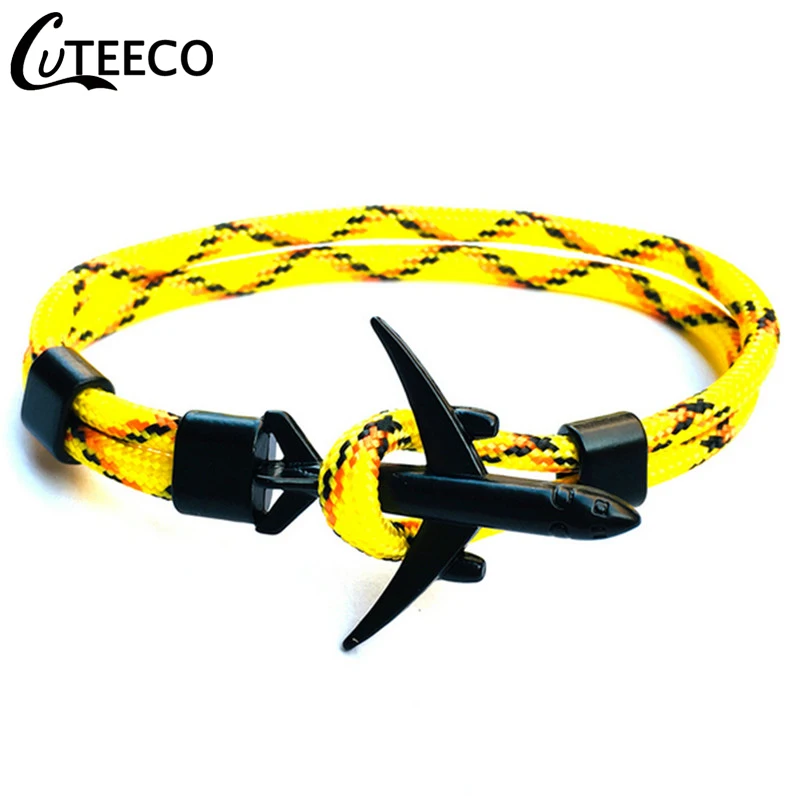 AJ3136-4 CUTEECO, высокое качество, браслеты для мужчин, Паракорд, якорь, браслеты из нержавеющей стали, Pulseira Masculina Feminina, ювелирные изделия для мужчин, обёрточная бумага - Окраска металла: AJ3136-4