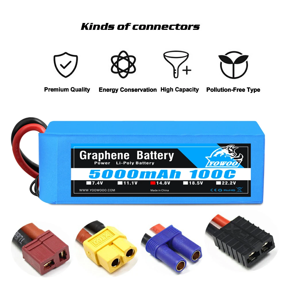 Аккумулятор Yowoo 14 8 в 5000 мАч Grpahne аккумулятор 500 c 4S Lipo с разъемом XT90 EC5 для