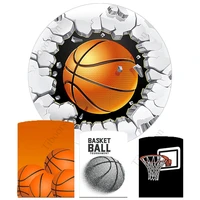 basketball themed round backdrop kids sports boy baby shower birthday party table decor cylinder cover circle background elastic