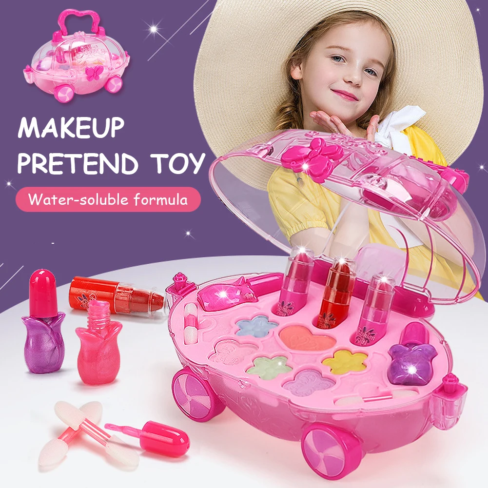 

DIY Play House Game Set Washable Cosmetics Make Up Toys Girl Children's Makeup Toy Princess Dress Up Box Birthday intensely