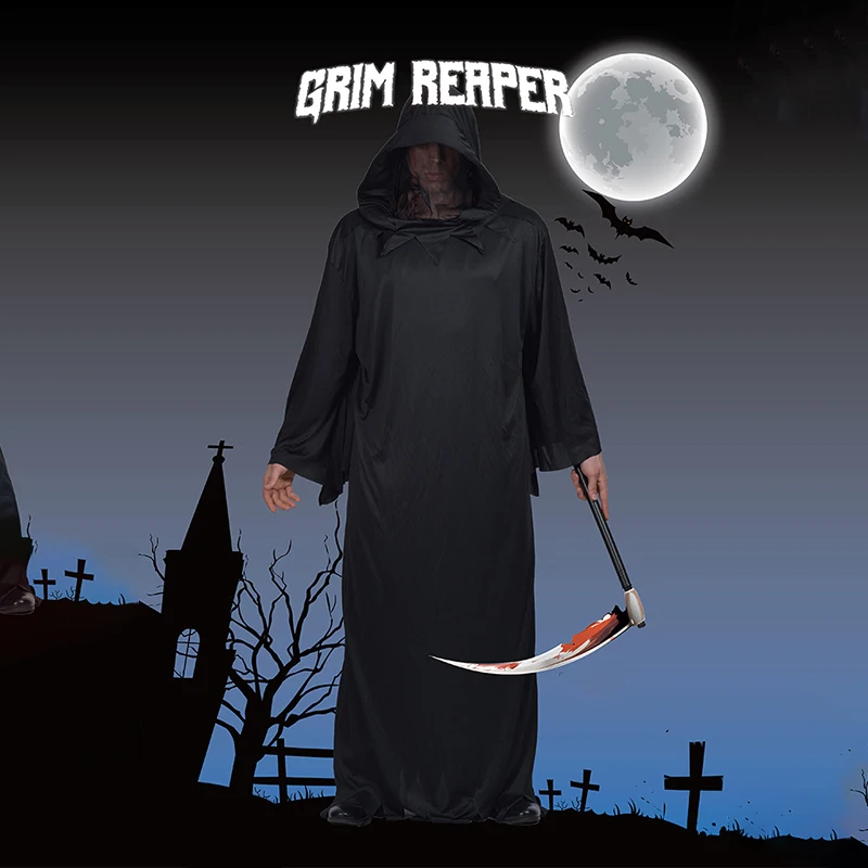 Костюм на Хэллоуин крутой Мрачный Жнец Черный воин косплей реквизит костюм для