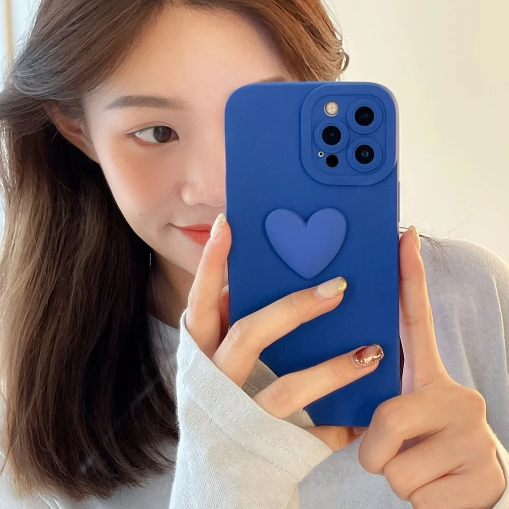 

Klein Blue Love Heart Slim Silicone Case for iPhone 13 Pro Max 11 12 Pro Max XR X XS 7 8 Plus Cover for Huawei P40 Mate40 Nova8