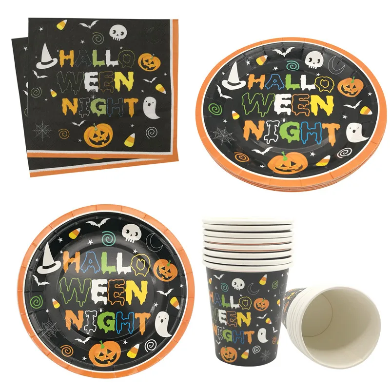 

Chicinlife, вечерние бумажные стаканчики для Хеллоуина, одноразовые салфетки для дома, для Хэллоуина, вечерние украшения для детей