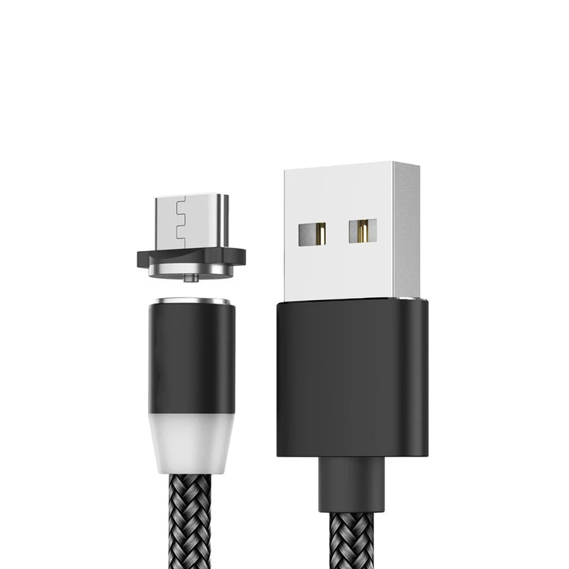 Black Micro usb Магнитный usb-кабель для зарядки iphone Xs max Xr X samsung s9 ipad mini, кабели для быстрой зарядки, адаптер, шнур для зарядки мобильного телефона - Цвет: Black Micro usb