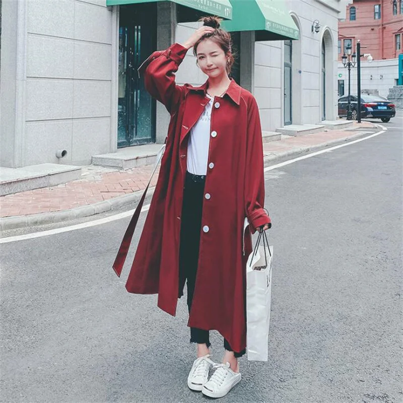 2021 new style trench coats women's windbreaker long clothes spring autumn korean loose popular куртки женские ветровка женская