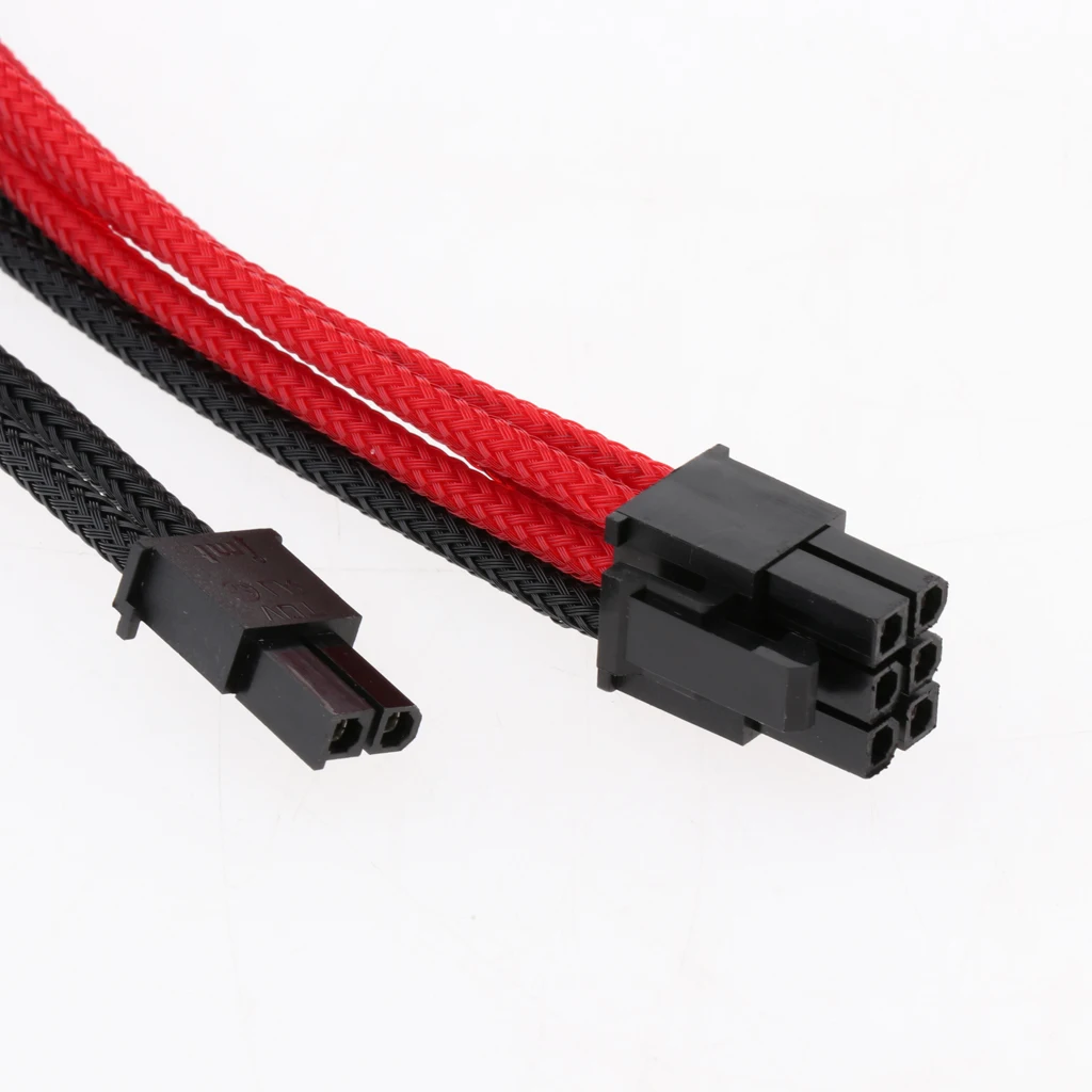 Видеокарта VGA PCI-E до 6 + 2-контактный Удлинительный кабель рукава черный красный 30