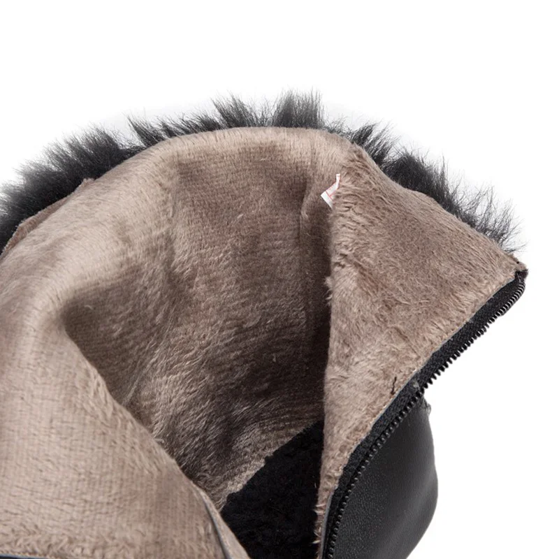 KALENMOS/женские ботинки размера плюс 33-46 вечерние на меху тонком каблуке с острым