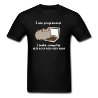 computer programmer cat kawaii design funny tshirts it hacker worker cat mens fashion casual new tee shirt cotton fashion