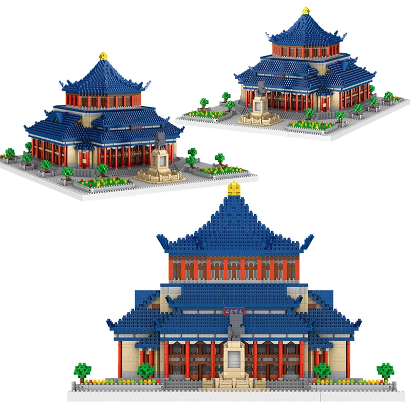 

4605 шт., мини-кирпичи, китайская архитектура, модель памятного зала Sun Yat-sen, строительные блоки, игрушки «сделай сам» для детей, рождественские...