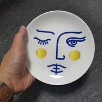 variety face plate round ceramic dish eating serving dish human face sauce plate retro lady female home decorative plates 6 inch