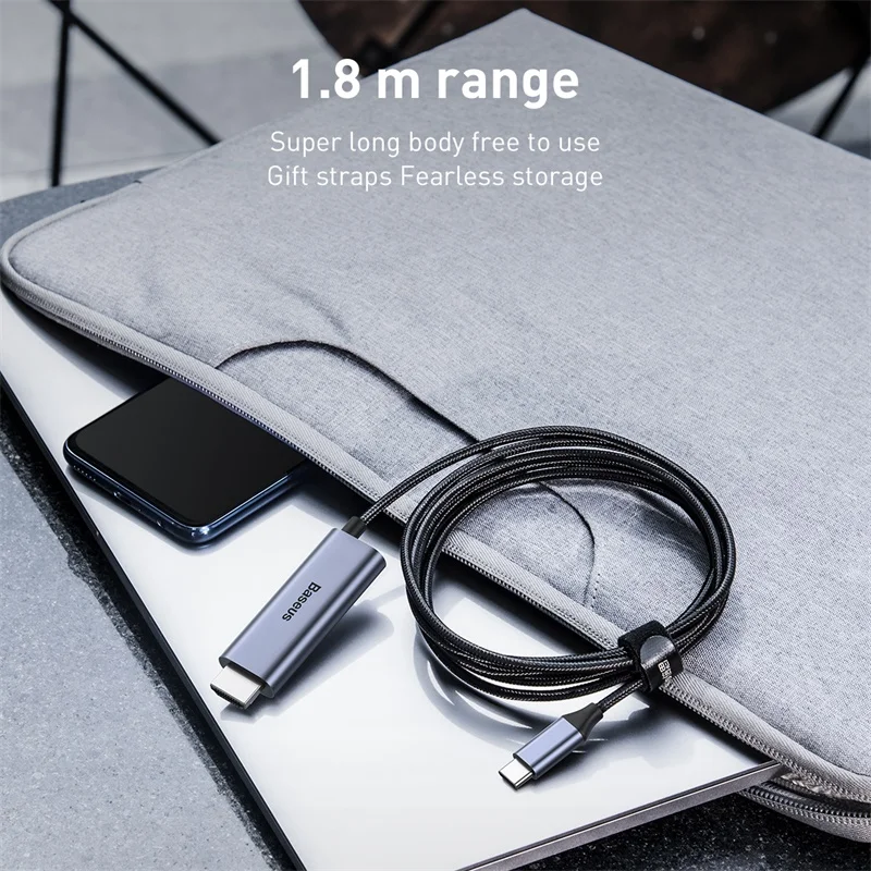 Кабель Baseus USB C HDMI кабель Type C-HDMI Thunderbolt 3 для MacBook Pro Samsung Huawei 4K с адаптером питания 60