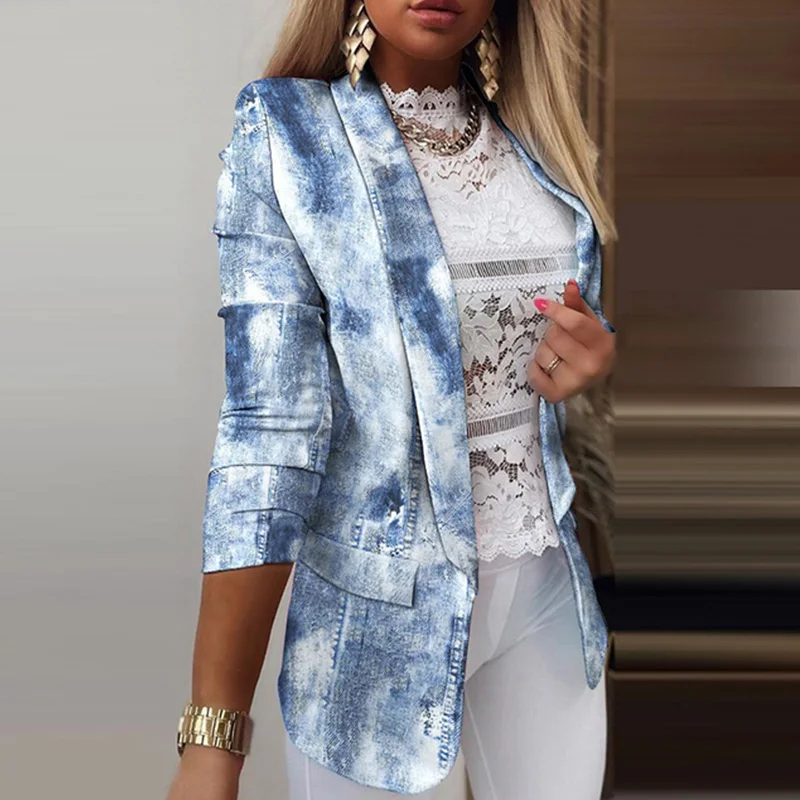 Женский блейзер в полоску с карманами и воротником-шалью | Женская одежда