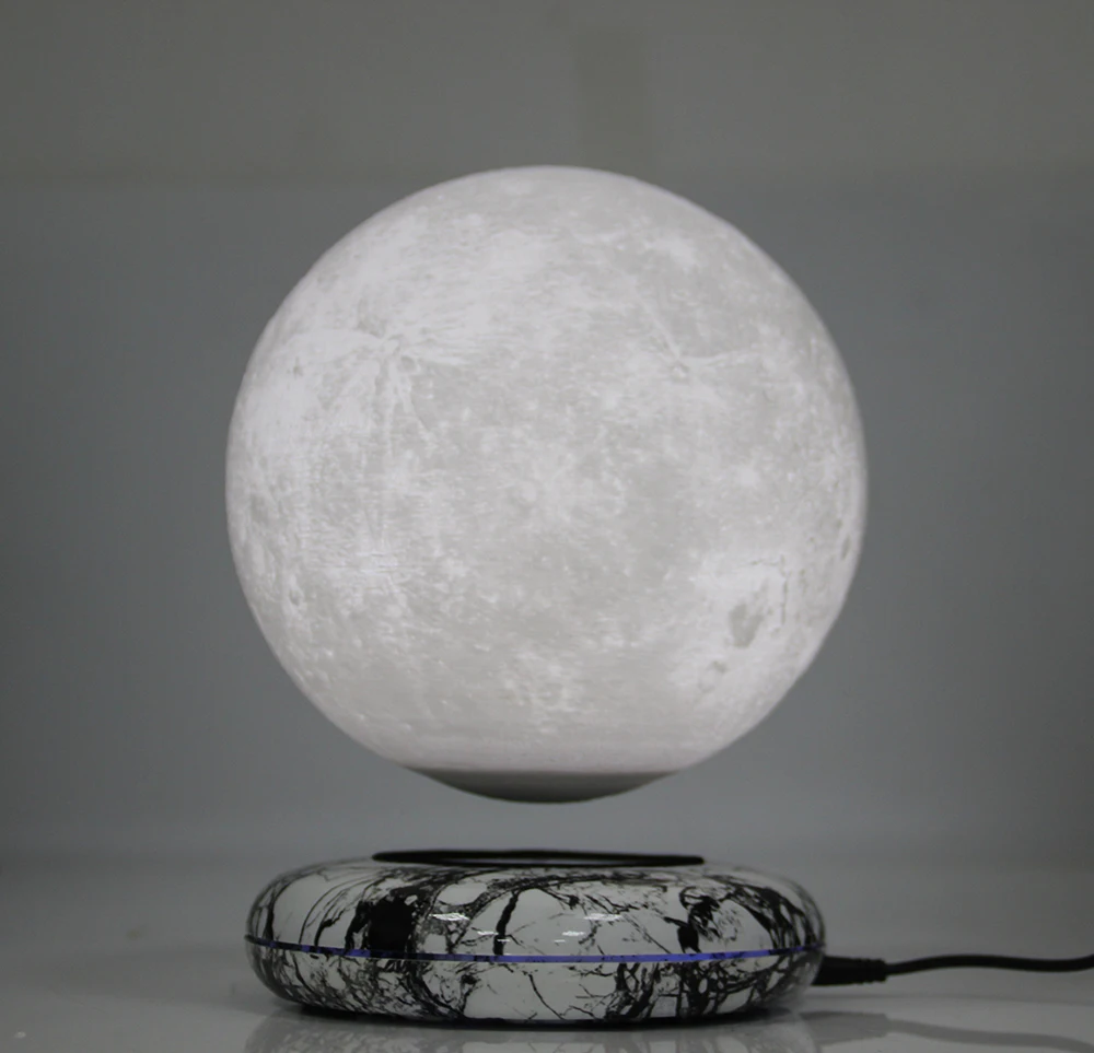New invention gift Office Desk Decoration Magnetic Levitation 8 inch moon Globe Stone imitation base Floating Night Light | Дом и сад