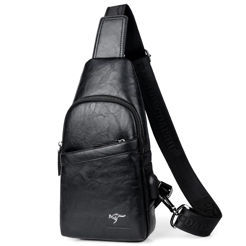 Роскошная брендовая Сумка кенгуру мужская кожаная нагрудная сумка винтажная