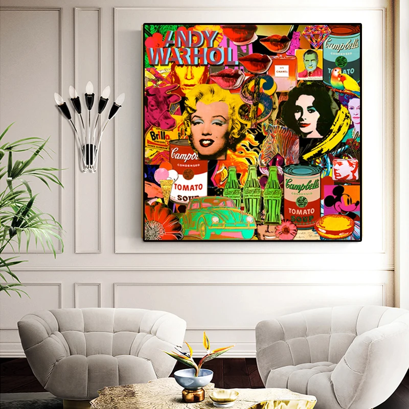 Картина на холсте Andy Warhol современное искусство плакаты-портреты и принты Картина маслом настенные картины для гостиной Куадрос домашний декор